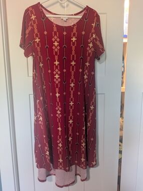 Lularoe Carly Red Dress Geometric Red Graphics Women's Size Medium